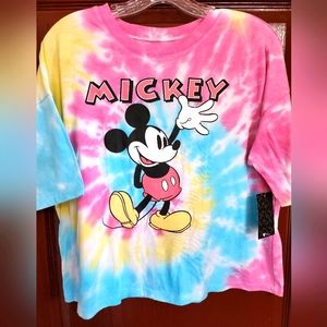 NWT Disney's Mickey Mouse short-sleeved cropped tee, size junior's L #60